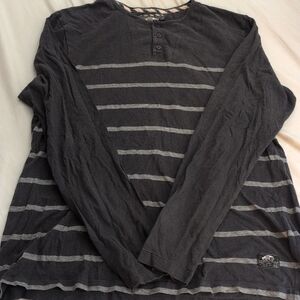 Vans long sleeve Henley, size L, charcoal with stripes